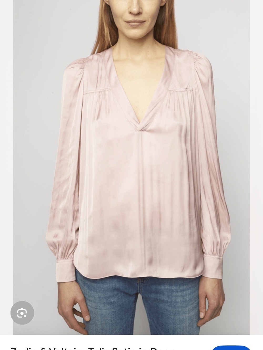 Zadig & Voltaire Telia Satin Deep Parme Soft Pink V-Neck Long-Sleeve Blouse XS